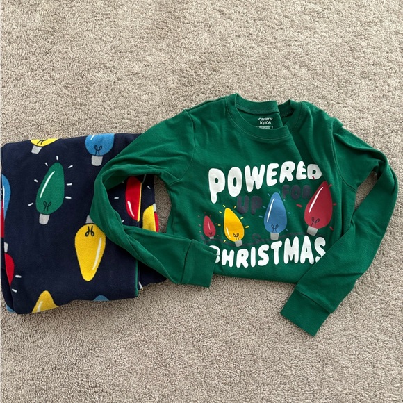 Carters size 10 kids Christmas Festive Kids Pajamas with Colorful Lights - Picture 3 of 3